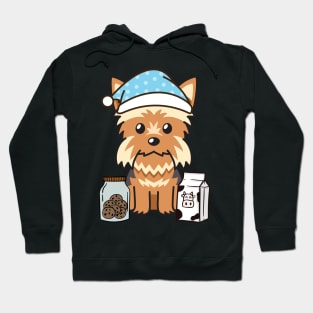 Funny yorkshire terrier is having a midnight snack Hoodie